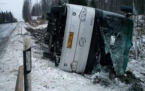 Пассажирский автобус опрокинулся на трассу в Городецком районе